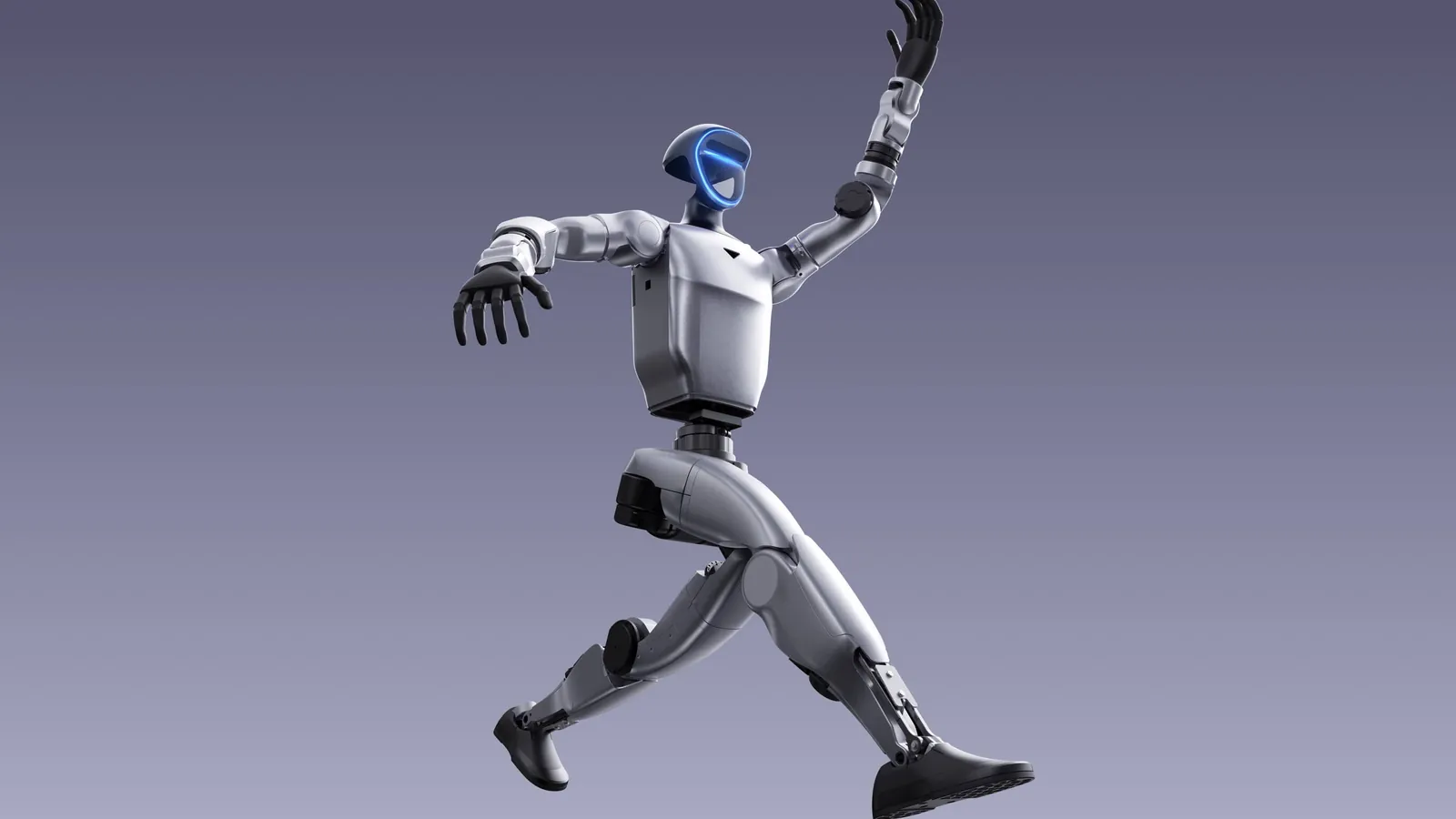 Unitree G1 humanoid robot mid-stride