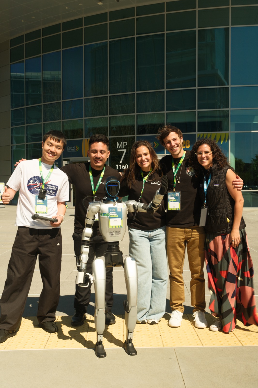 SVRC team with Unitree G1 humanoid robot at BSV 2026, Brazil
