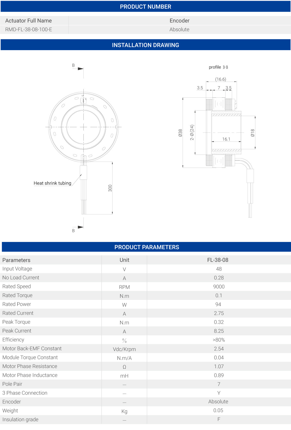 MyActuator RMD-FL-38 Motor