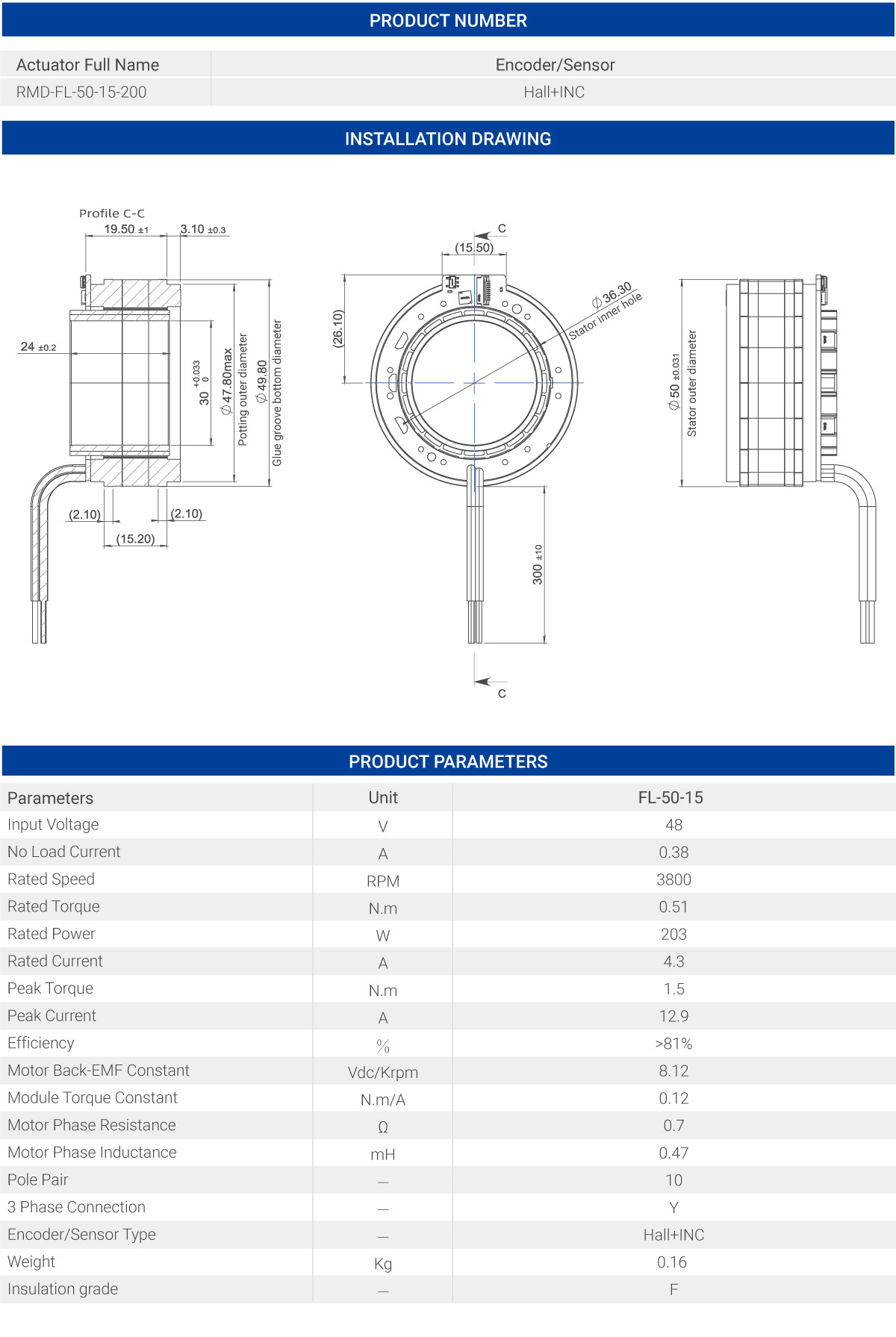 MyActuator RMD-FL-50 Motor