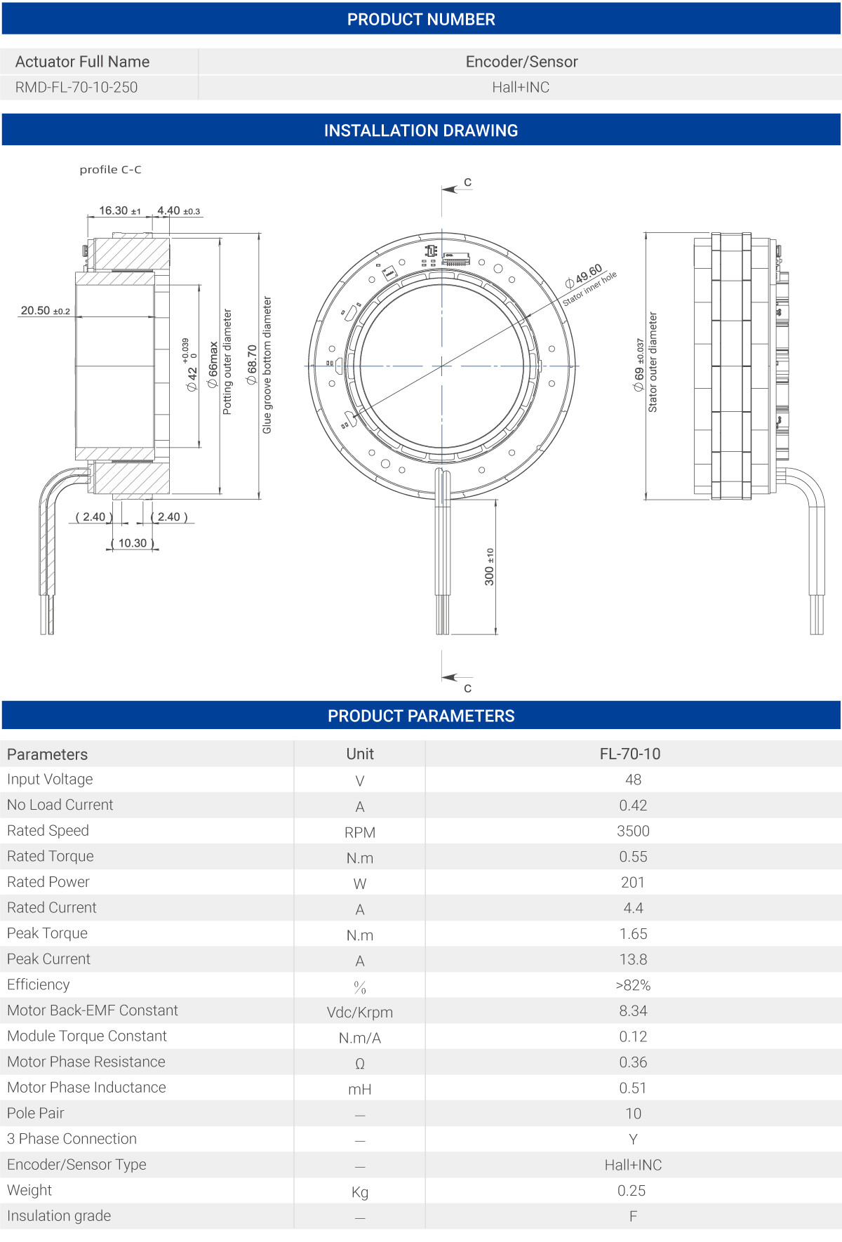 MyActuator RMD-FL-70 Motor