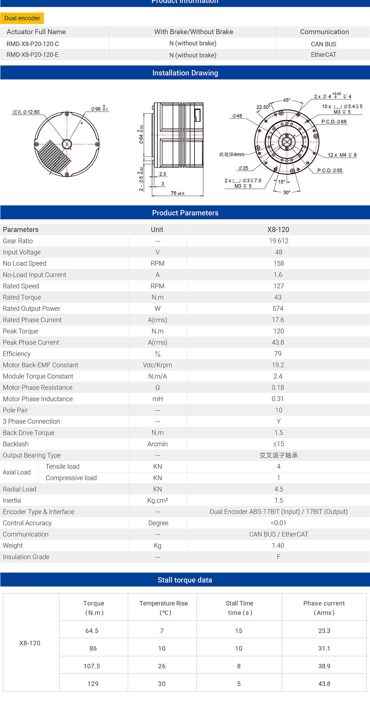MyActuator RMD-X8-120 Motor
